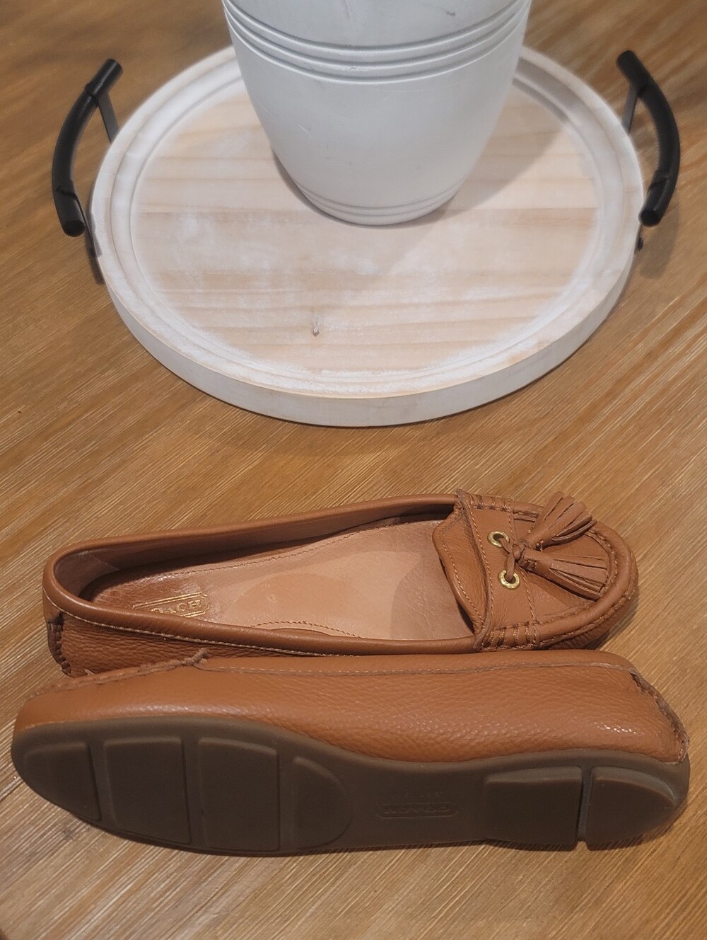 Coach Brown Leather Tassel Loafers 9B - Picture 6 of 11